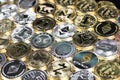 Bitcoin, litecoin, etherium coins close up, Virtual money background Royalty Free Stock Photo