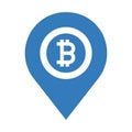 Bitcoin, location map blue icon