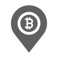 Bitcoin, location map icon / gray vector