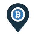 Bitcoin, location map icon design