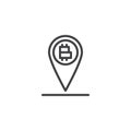 Bitcoin location pin line icon
