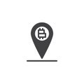 Bitcoin location pin vector icon