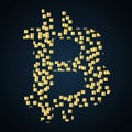 Bitcoin logo concept made of little golden blocks. Royalty Free Stock Photo