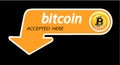 Bitcoin logo of crypto currency with an inscription accepted here on a black background. Block sticker for slabbarking Royalty Free Stock Photo