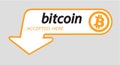 Bitcoin logo of crypto currency with an inscription accepted here on a white background. Block sticker for slabbarking Royalty Free Stock Photo