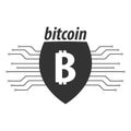 Bitcoin logo and emblem. Digital cryptocurrency. Techology emblem.