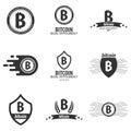 Bitcoin logo and emblem. Digital cryptocurrency. Techology emblem.