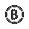 Bitcoin logo and emblem. Digital cryptocurrency. Techology emblem.