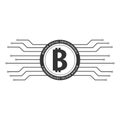 Bitcoin logo and emblem. Digital cryptocurrency. Techology emblem.