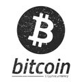 Bitcoin logo grunge style. Emblem, logo, badge. lat design. Royalty Free Stock Photo