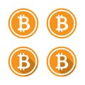 Bitcoin logo icon with long shadow. Blockchain currency and crypto coin symbol Royalty Free Stock Photo