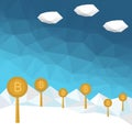 Bitcoin low poly background. Digital crypto currency. Royalty Free Stock Photo
