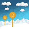 Bitcoin low poly background. Digital crypto currency. Royalty Free Stock Photo