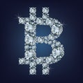 Bitcoin made a lot of diamonds. Cryptocurrency. Royalty Free Stock Photo