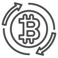 Bitcoin make turnover, arrows, circulation line icon, cryptocurrency concept, BTC vector sign on white background