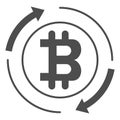 Bitcoin make turnover, arrows, circulation solid icon, cryptocurrency concept, BTC vector sign on white background
