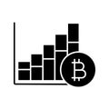 Bitcoin market growth chart glyph icon