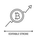 Bitcoin market growth chart linear icon