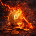 Bitcoin Market Volatility Illustrated Through Symbolic Downtrend Visualization Royalty Free Stock Photo