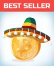 Bitcoin in mexican hat. Bitcoin. Digital currency. Crypto currency. Money and finance symbol. Miner bit coin