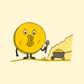 Bitcoin miner. Hand drawn comic vector illustration