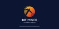 Bitcoin miner logo with modern creative concept Premium Vector