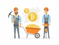 Bitcoin miners - cartoon people character isolated illustration