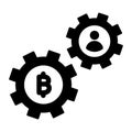 Bitcoin mining, bitcoin payments process, bitcoin transaction process, cryptocurrency mining fully editable vector icons Royalty Free Stock Photo