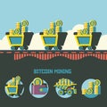 Bitcoin mining. Cryptocurrency. Vector illustration.