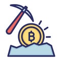 Bitcoin mining, mining, bitcoin, cryptocurrency mining fully editable vector icons Royalty Free Stock Photo