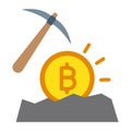 Bitcoin mining, mining, bitcoin, cryptocurrency mining fully editable vector icons Royalty Free Stock Photo