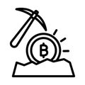 Bitcoin mining, mining, bitcoin, cryptocurrency mining fully editable vector icons Royalty Free Stock Photo