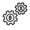 Bitcoin mining, bitcoin payments process, bitcoin transaction process, cryptocurrency mining fully editable vector icons Royalty Free Stock Photo