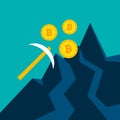 Bitcoin Mining Pickaxe Concept Royalty Free Stock Photo