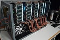 bitcoin mining rig, with gpus and asics crunching numbers