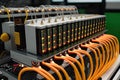bitcoin mining rig, with rows of powerful gpus solving complex mathematical problems