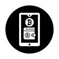 Bitcoin, mobile wallet black icon