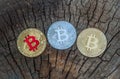 Bitcoin monet. new currency in modern business world concept On Royalty Free Stock Photo