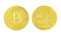 Bitcoin money front back isolated Royalty Free Stock Photo