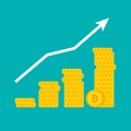 Bitcoin Money Growth Graph Royalty Free Stock Photo