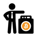 Bitcoin money laundering vector icon, decentralized digital currency