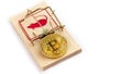 bitcoin in a mousetrap Royalty Free Stock Photo