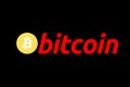 Bitcoin name icon template on black background