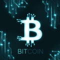 Bitcoin neon glowing logo. Vector eps10 isolated illustration.