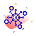 Bitcoin network, bitcoin node, blockchain, bitcoin core,  fully editable vector icons Royalty Free Stock Photo