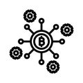 Bitcoin network, bitcoin node, blockchain, bitcoin core, fully editable vector icons Royalty Free Stock Photo