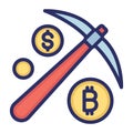 Bitcoin, bitcoin network, bitcoin mining, cryptocurrency fully editable vector icons Royalty Free Stock Photo