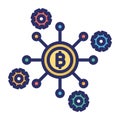 Bitcoin network, bitcoin node, blockchain, bitcoin core,  fully editable vector icons Royalty Free Stock Photo