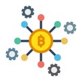 Bitcoin network, bitcoin node, blockchain, bitcoin core,  fully editable vector icons Royalty Free Stock Photo