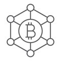 Bitcoin network thin line icon, money and finance Royalty Free Stock Photo